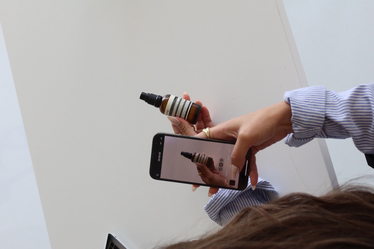 Filming an Aesop product on iPhone